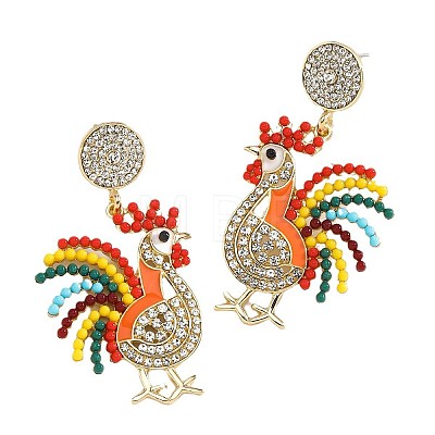 Alloy Enamel Dangle Stud Earrings FS-WG6CE38-11-1