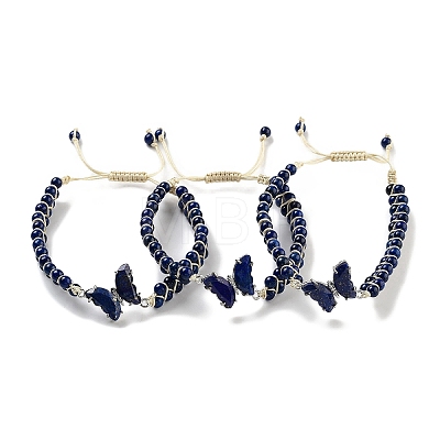 Natural Lapis Lazuli Braided Round Bead Bracelets BJEW-K251-06L-1