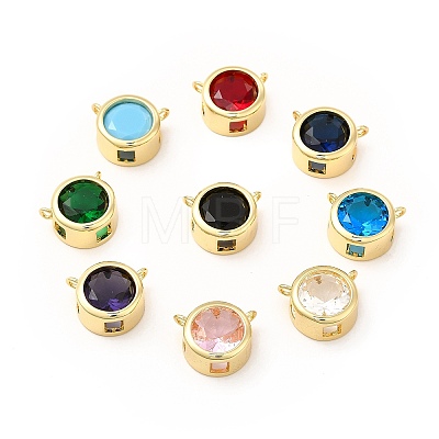 Rack Plating Brass Pave Cubic Zirconia Connector Charms KK-E072-30G-1
