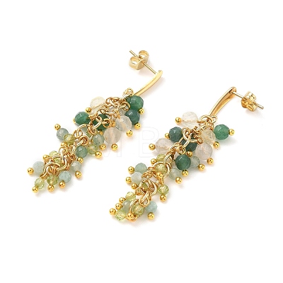 304 Stainless Steel with Natural Mixed Gemstone Stud Earrings EJEW-JE07520-03-1