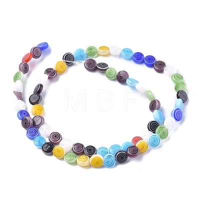 Flat Round Handmade Millefiori Glass Beads X-LK-R004-51-1