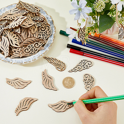 40Pcs 4 Styles Unfinished Wood Chips WOOD-WH0131-97-1