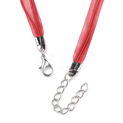 Waxed Cord and Organza Ribbon Necklace Making NCOR-T002-162-1