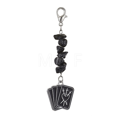 Natural Obsidian Chip Pendant Decorations HJEW-JM01270-1