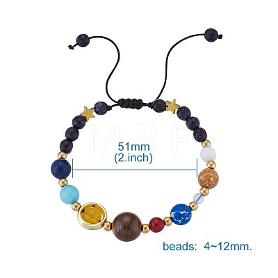 7 Chakras Nine Planets Braided Bead Bracelets BJEW-TAC0001-01-1