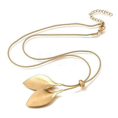 Adjustable 304 Stainless Steel Leaf Pendant Lariat Necklaces for Women SA-CBAB727-03G-1
