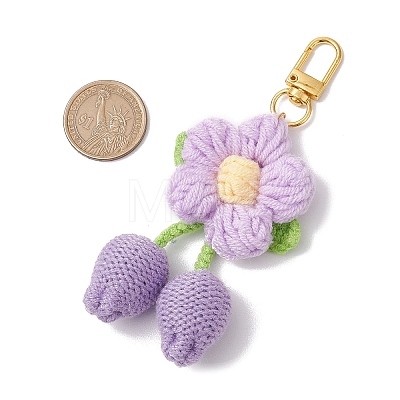 Handmade Crochet Cotton Cherry Flower Hanging Ornaments HJEW-JM02667-1