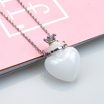 Lampwork Heart Perfume Bottle Necklaces PW-WG10347-02-1