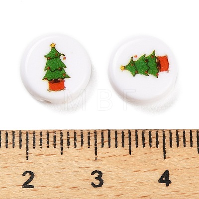 Christmas Theme Printed Opauqe Acrylic Beads OACR-R004-01A-1