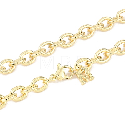 Brass M Pendant Cable Chain Necklace Making KK-U020-01G-1