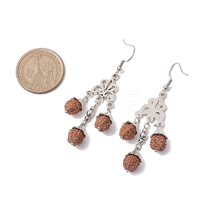 Natural Rudraksha Dangle Earrings EJEW-TA00537-1