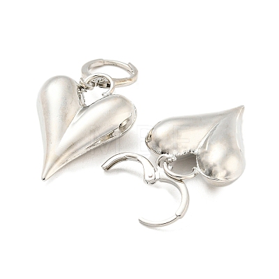 Rack Plating Brass Heart Dangle Leverback Earrings EJEW-A028-22P-1