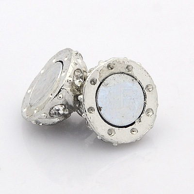 Round Alloy Magnetic Clasps with Loops PALLOY-P076-02-1