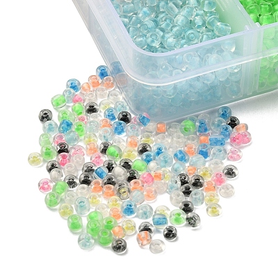 3600Pcs 8 Color Luminous Transparent Glass Seed Beads SEED-YW0001-83-1