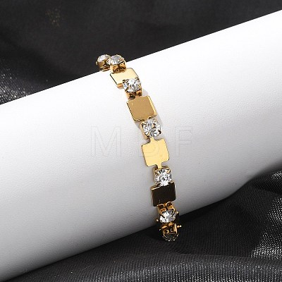 304 Stainless Steel Rhinestone Cup Chain Bracelets for Women BJEW-F488-26B-G-1