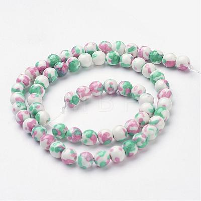 Synthetic Ocean White Jade Bead Strands G-J350-6mm-06-1