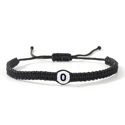 Flat Round with Letter Pattern Resin Beads Braided Bead Bracelets FS-WG43323-15-1