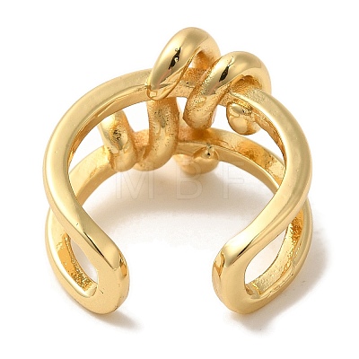 Spiral Rack Plating Brass Cuff Rings for Women RJEW-G323-01G-1