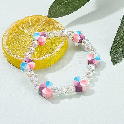 Handmade Polymer Clay Beads Stretch Bracelets for Kids BJEW-JB06325-03-1