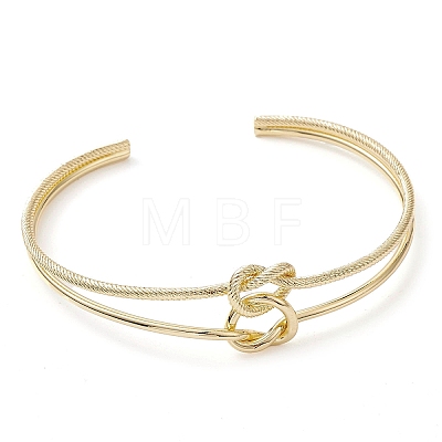 Brass Wire Wrap Knot Cuff Bangles BJEW-D039-38G-1