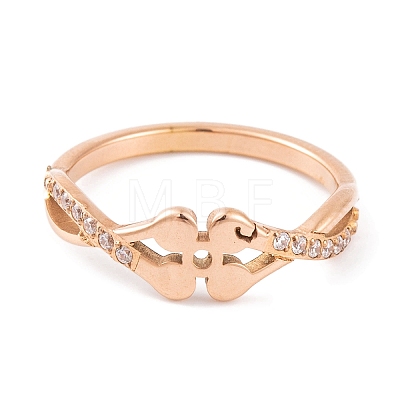 304 Stainless Steel Flower Finger Ring RJEW-C086-03-RG-1