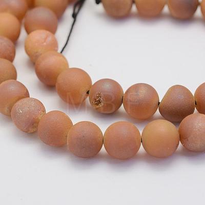 Electroplate Natural Druzy Agate Beads Strands G-G708-10mm-01-1