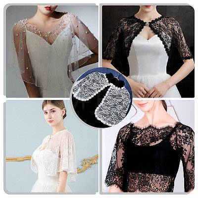 Detachable Polyester Bridal Lace Shawls AJEW-WH0248-14B-1