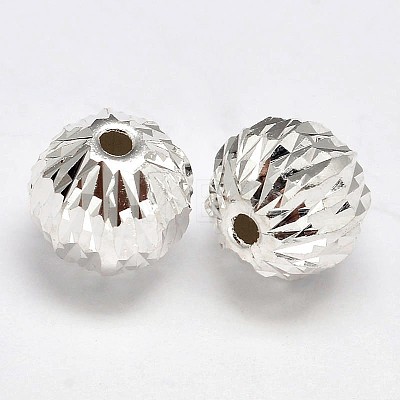 Fancy Cut Faceted Round 925 Sterling Silver Beads STER-F012-12C-1