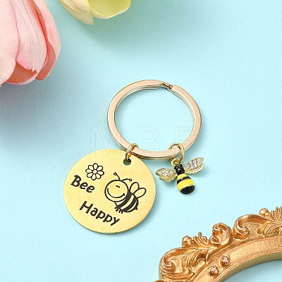 Alloy Enamel with Rhinestone & 201 Stainless Steel Keychain KEYC-YW00101-01-1