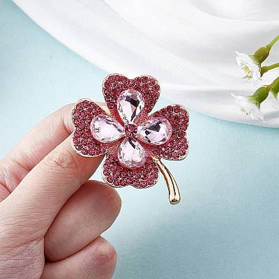 Cubic Zirconia Clover Brooch Pin JBR105C-1