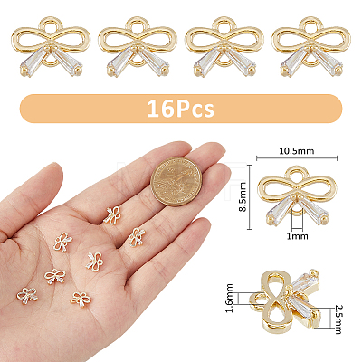 SUPERFINDINGS 16Pcs Brass Micro Pave Clear Cubic Zirconia Links Connectors ZIRC-FH0001-41-1