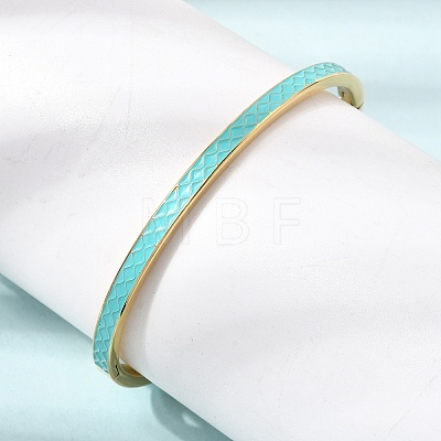 304 Stainless Steel Enamel Hinged Cuff Bangles for Women SA-CBAC920-15G-01-1
