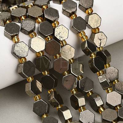 Natural Gold Pyrite/Golden Pyrite Beads Strands G-F833-B17-01-1