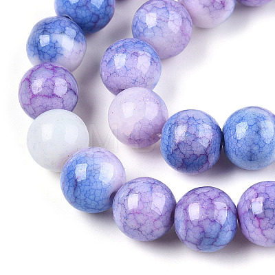 Opaque Crackle Glass Round Beads Strands GLAA-T031-10mm-01T-1