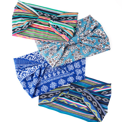 4Pcs 4 Styles Yoga Cloth Exercise Elastic Headbands OHAR-TA0001-16-1