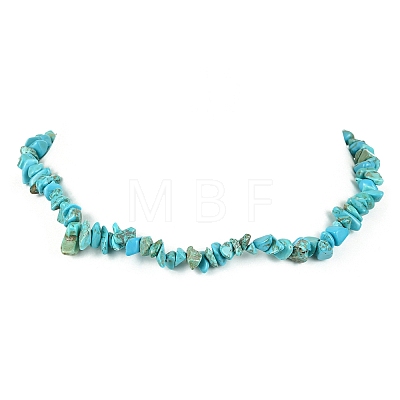 Synthetic Turquoise Chips Beaded Necklace NJEW-FZ00004-02-1