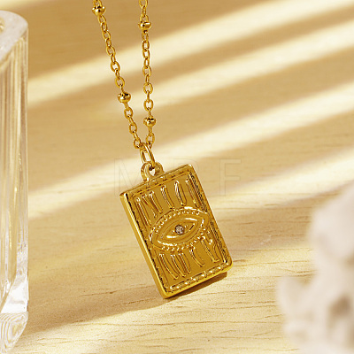 Stainless Steel Crystal Rhinestone Evil Eye Pendant Necklaces ON3045-1-1