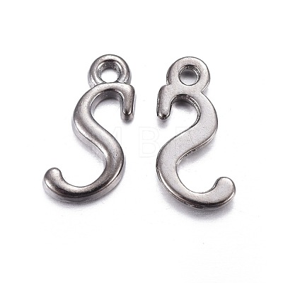 Gunmetal Plated Alloy Letter Pendants PALLOY-P097-03-S-1