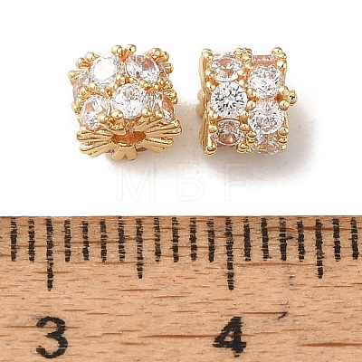 Rack Plating Brass Pave Clear Cubic Zirconia Beads KK-M285-30A-G-1