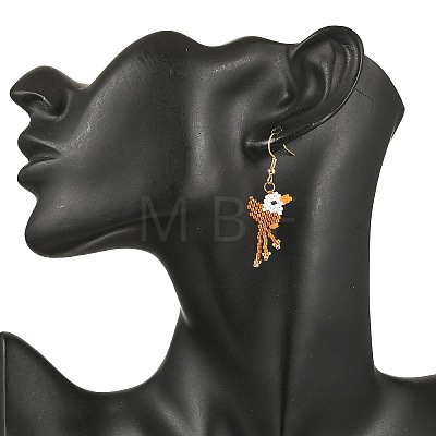 5 Pairs 304 Stainless Steel MIYUKI Glass Seed Beads Bird Dangle Earrings EJEW-MZ00555-1