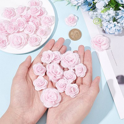  3D Rose Flower Polyester Computerized Embroidered Ornament Accessories DIY-NB0008-21A-1