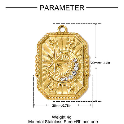 304 Stainless Steel Rhinestone Pendants STAS-OY009-49G-1