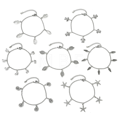 7Pcs Alloy Charm Bracelets BJEW-JB13656-1