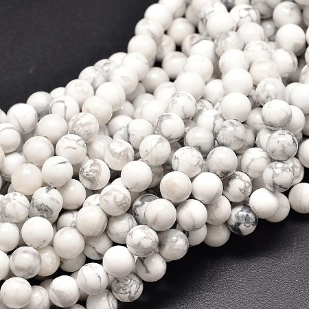 Natural Gemstone Howlite Round Bead Strands G-P075-34-10mm-1