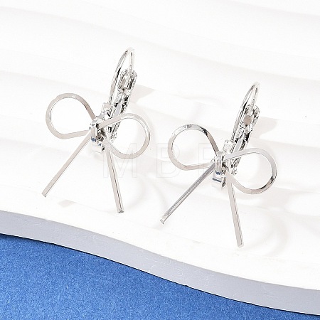 Bowknot Brass Leverback Earrings EJEW-A150-04B-P-1