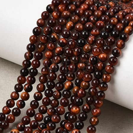 Dyed & Heated Natural Red Tiger Eye Bead Strands G-K146-50-3mm-01-1