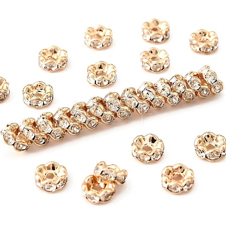 Brass Rhinestone Spacer Beads RB-A014-L6mm-01LG-NF-1