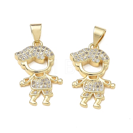 Brass Micro Pave Clear Cubic Zirconia Pendants CU-CBA9AFC-01G-11-1