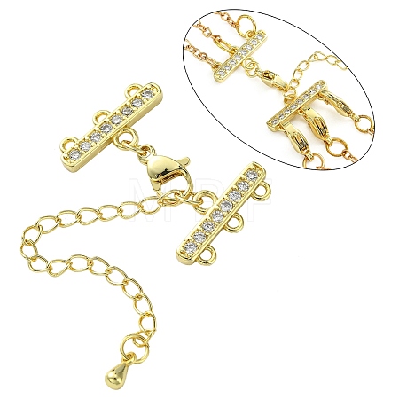 Brass Micro Pave Cubic Zirconia Chain Extender ZIRC-Q022-029G-NR-1