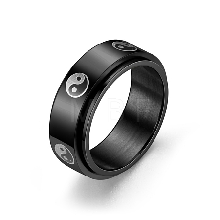 Black Stainless Steel Rotating Finger Ring PW-WG33260-120-1
